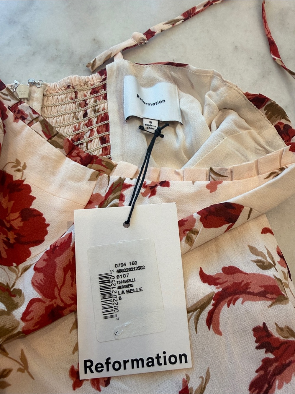 NWT Reformation Aiko in La belle Cream Maxi Dress with Red Floral Print - Picture 5 of 9